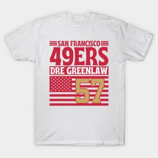 San Francisco 49ERS Greenlaw 57 American Flag Football T-Shirt